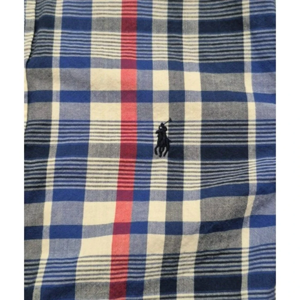 Ralph Lauren‎ boy's blues/red plaid short sleeve button up shirt sz XL (18-20)